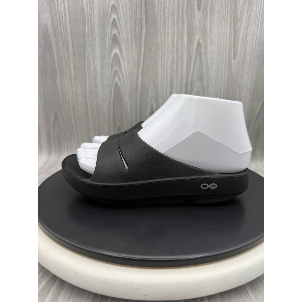 OOFOS OOAHH Luxe Recovery Slides Womens Size 5 Black Slip On Sandals Shoes